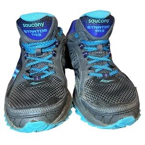 Saucony sneakers Stratos‎ TR3 Goretex All terrain running shoes 6.5 blue grey